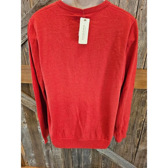 Nwt new Sonoma v neck coral orange mens sweater soft warm stretch basic Large L - Picture 2 of 5